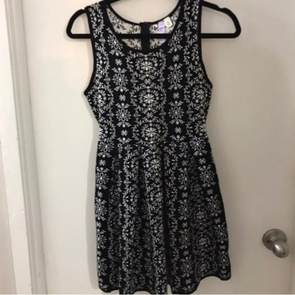 Black and White Mini Knit Sweater Dress